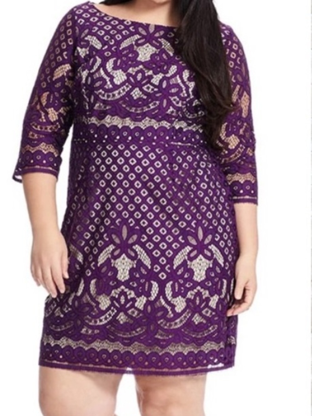 Gabby Skye purple crochet lace shift dress - only worn once